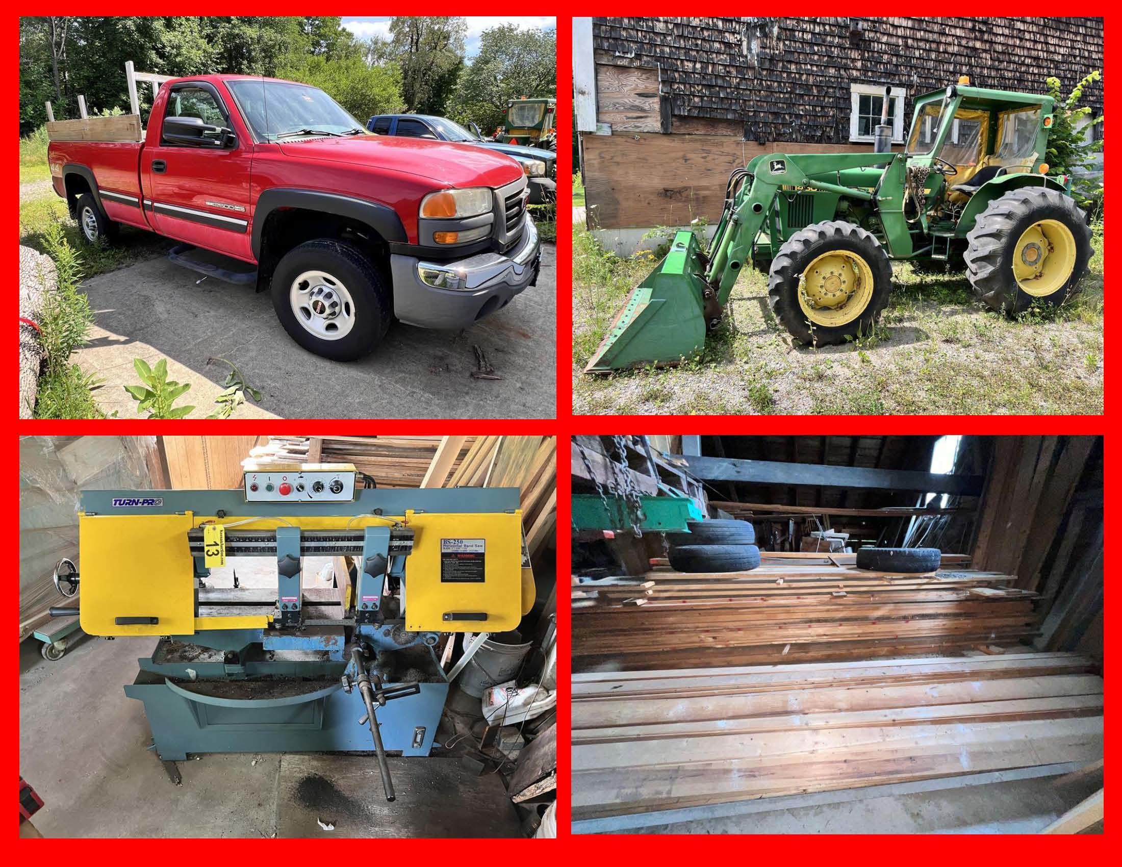 PUBLIC TIMED ONLINE AUCTION, JD TRACTORS, VEHICLES, MACHINE SHOP, WOODWORKING, LUMBER INV. Auction