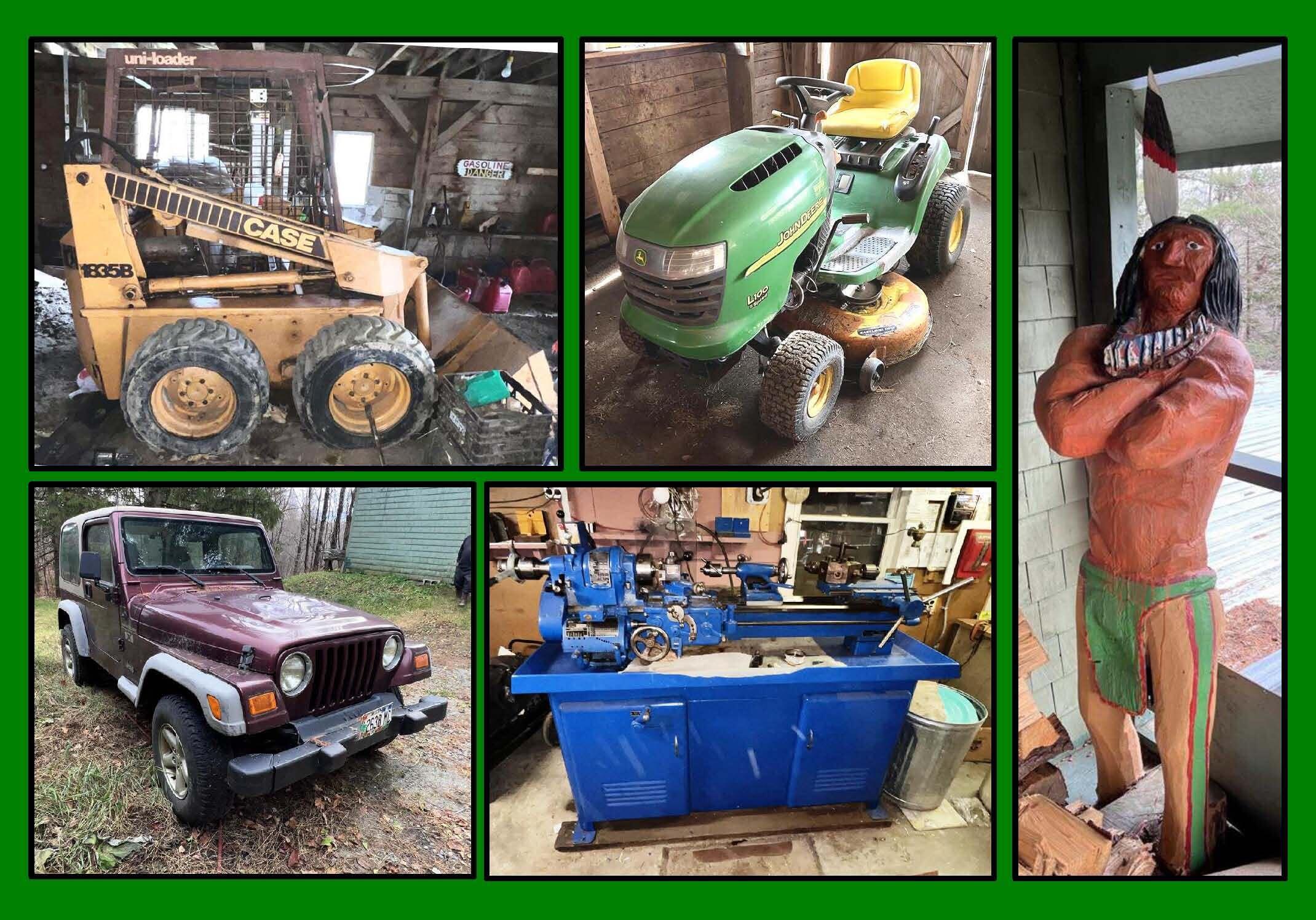 PUBLIC TIMED ONLINE AUCTION JEEP WRANGLER - MACHINE SHOP - SKIDSTEER Auction