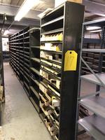 8 SECTIONS OF METAL PARTS SHELVING, 36'W X 84 Auction Photo