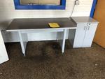 METAL WORK TABLE W/ 2-DOOR CABINET Auction Photo