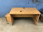 1 LOT: WORK TABLE, WOODEN DESK, (2) 4-DRAWER FILE CABINETS Auction Photo