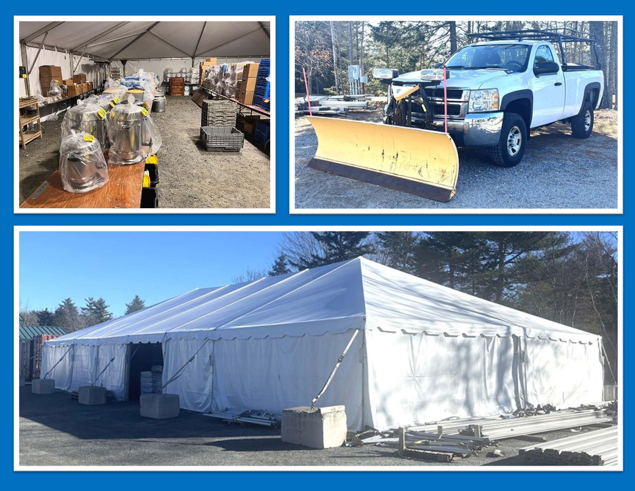 EVENT RENTAL EQUIPMENT - TENTS - DISHWARE - CHAIRS - TABLES Auction Photo